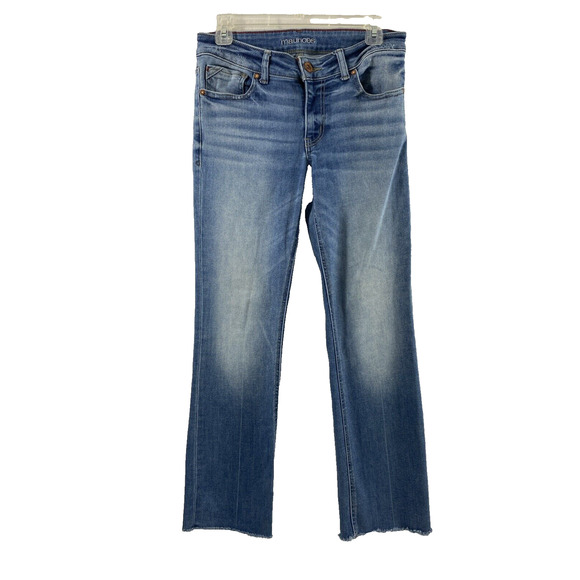 Maurices Jeans Womens Size 8 Short Mid Rise Slim Boot Medium Wash Denim Raw Hem‎ - Picture 1 of 13